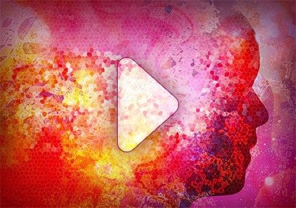 Colorful abstract silhouette with play button
